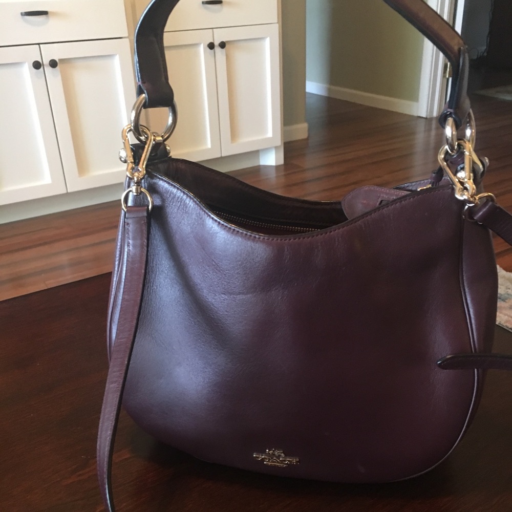 Coach burgundy leather hobo crossbody & shoulder
